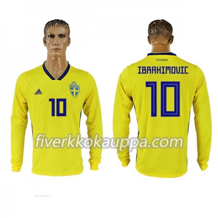 Jalkapallo Pelipaidat/Peliasut Ruotsi Ibrahimovic 10 Kotipelipaita World Cup 2018 Pitkähihainen Jalkapallo Pelipaidat/Peliasut Ruotsi Ibrahimovic 10 Kotipelipaita World Cup 2018 Pitkähihainen